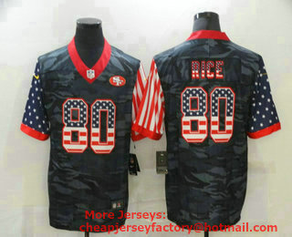 Men's San Francisco 49ers #80 Jerry Rice USA Camo 2020 Salute To Service Stitched NFL Nike Limited Jersey