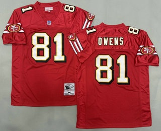 Men's San Francisco 49ers #81 Terrell Owens Red Gold 1996 Throwback Jersey