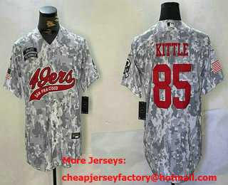 Men's San Francisco 49ers #85 George Kittle Arctic Camo 2024 Salute to Service Stitched Baseball Jersey