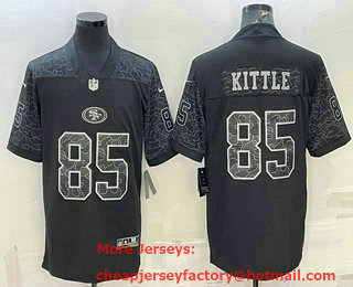 Men's San Francisco 49ers #85 George Kittle Black Reflective Limited Stitched Football Jersey
