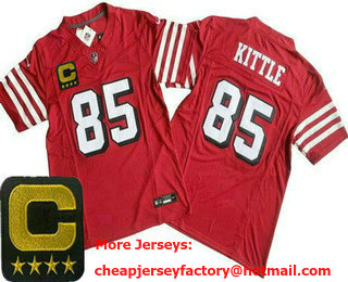 Men's San Francisco 49ers #85 George Kittle Limited Red Alternate C Patch FUSE Vapor Jersey