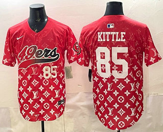 Men's San Francisco 49ers #85 George kittle Red Limited Stitched Baseball Jersey