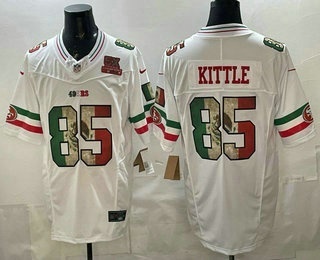 Men's San Francisco 49ers #85 George kittle White 5x Super Bowl Champions FUSE Mexico Vapor Limited Jersey