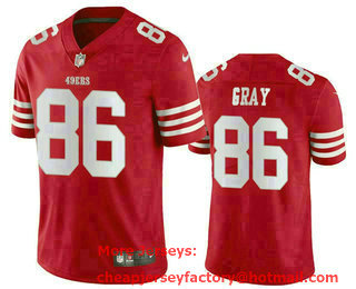 Men's San Francisco 49ers #86 Danny Gray Red Stitched Football Jersey