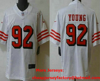 Men's San Francisco 49ers #92 Chase Young Limited White Throwback FUSE Vapor Jersey