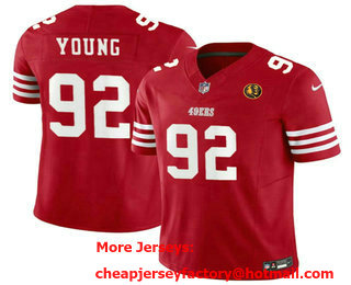 Men's San Francisco 49ers #92 Chase Young Red John Madden Patch 2023 FUSE Vapor Limited Stitched Jersey