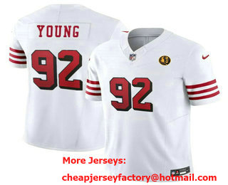 Men's San Francisco 49ers #92 Chase Young White John Madden Patch Red 2023 FUSE Color Rush Vapor Limited Jersey
