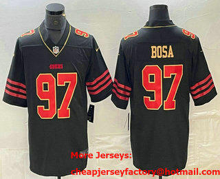 Men's San Francisco 49ers #97 Nick Bosa Black Gold Fashion Vapor Limited Stitched Jersey