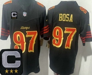 Men's San Francisco 49ers #97 Nick Bosa Limited Black Rivalries Captain Patch FUSE Vapor Jersey