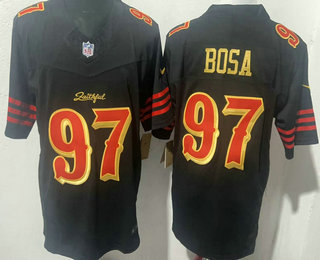 Men's San Francisco 49ers #97 Nick Bosa Limited Black Rivalries FUSE Vapor Jersey