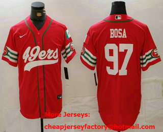 Men's San Francisco 49ers #97 Nick Bosa Red Mexico Cool Base Stitched Baseball Jersey