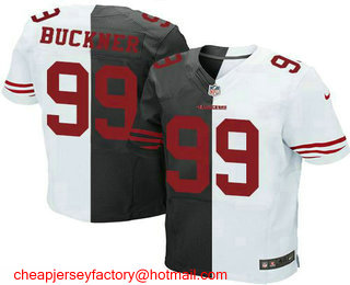 Men's San Francisco 49ers #99 DeForest Buckner White Road Black Alternate Two Tone Stitched NFL Nike Elite Jersey