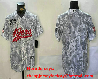 Men's San Francisco 49ers Blank Arctic Camo 2024 Salute to Service Stitched Baseball Jersey