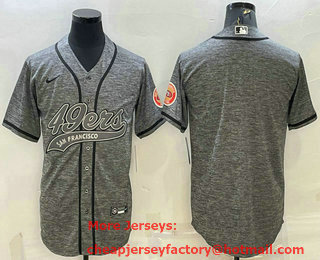 Men's San Francisco 49ers Blank Grey Gridiron With Patch Cool Base Stitched Baseball Jersey