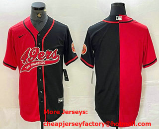 Men's San Francisco 49ers Blank Red Black Two Tone Stitched Baseball Jersey 11