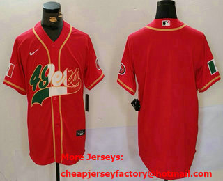 Men's San Francisco 49ers Blank Red Mexico Cool Base Stitched Baseball Jersey