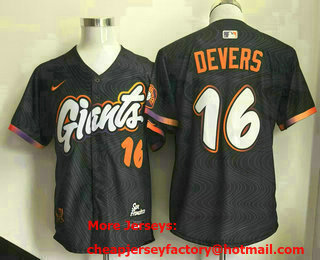 Men's San Francisco Giants #16 Rafael Devers Black 2025 City Connect Limited Jersey
