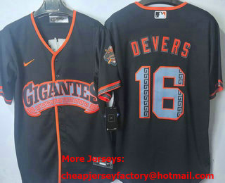 Men's San Francisco Giants #16 Rafael Devers Black 2026 Alternate Stadium Stitched Jersey