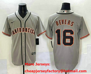 Men's San Francisco Giants #16 Rafael Devers Gray Cool Base Stitched Jersey