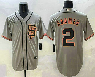 Men's San Francisco Giants #2 Willy Adames Grey With SF Stitched Cool Base Nike Jersey