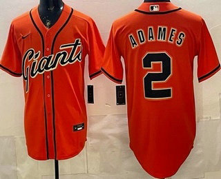 Men's San Francisco Giants #2 Willy Adames Orange Cool Base Jersey