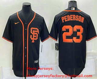 Men's San Francisco Giants #23 Joc Pederson Black With SF Stitched MLB Cool Base Nike Jersey