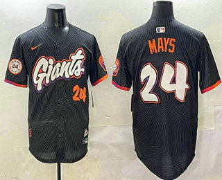 Men's San Francisco Giants #24 Willie Mays Number Black 2025 City Connect Limited Stitched Jersey