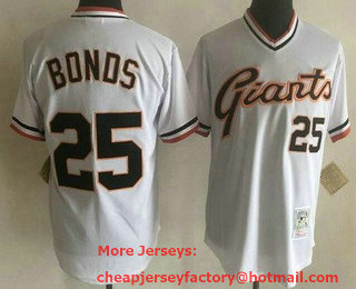 Men's San Francisco Giants #25 Barry Bonds White Throwback Jersey