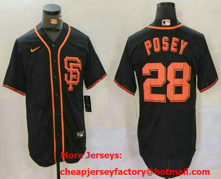 Men's San Francisco Giants #28 Buster Posey Black Stitched MLB Cool Base Nike Jersey