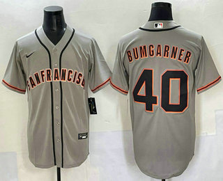 Men's San Francisco Giants #40 Madison Bumgarner Grey Cool Base Stitched Jersey