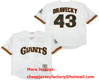 Men's San Francisco Giants #43 Dave Dravecky White 1989 Throwback Jersey