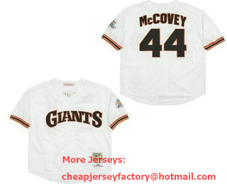 Men's San Francisco Giants #44 Willie McCovey White 1962 Throwback Jersey