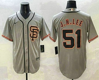 Men's San Francisco Giants #51 Jung Hoo Lee Grey With SF Stitched Cool Base Nike Jersey