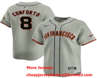 Men's San Francisco Giants #8 Michael Conforto Gray Cool Base Stitched Baseball Jersey