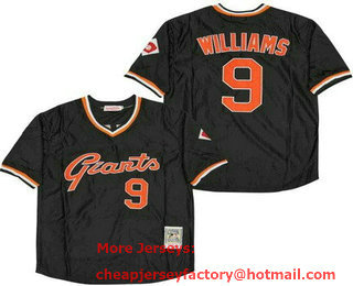 Men's San Francisco Giants #9 Ted Willams Black Throwback Jersey
