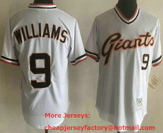 Men's San Francisco Giants #9 Ted Willams White Throwback Jersey