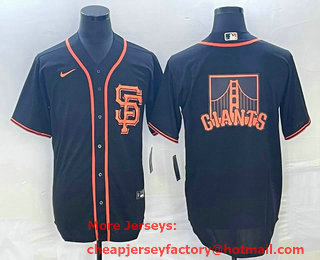 Men's San Francisco Giants Black Team Big Logo Cool Base Stitched Baseball Jersey