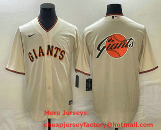 Men's San Francisco Giants Cream Team Big Logo Cool Base Stitched Baseball Jersey