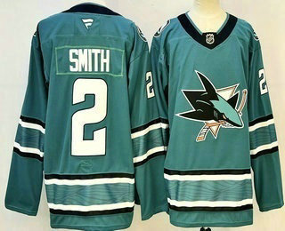 Men's San Jose Sharks #2 Will Smith Teal Authentic Jersey