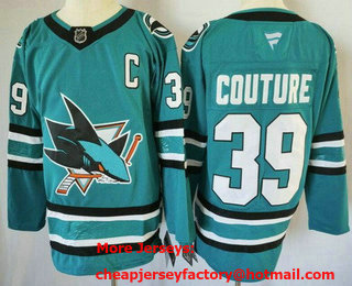 Men's San Jose Sharks #39 Logan Couture Teal Authentic Jersey