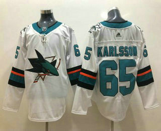 Men's San Jose Sharks #65 Erik Karlsson White 2017-2018 Hockey Stitched NHL Jersey