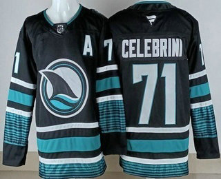 Men's San Jose Sharks #71 Macklin Celebrini Black Authentic Jersey