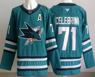Men's San Jose Sharks #71 Macklin Celebrini Teal Authentic Jersey