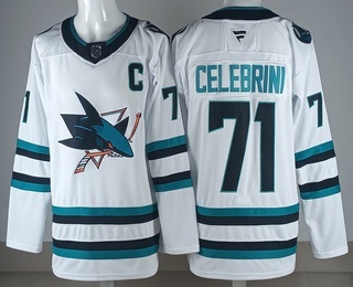 Men's San Jose Sharks #71 Macklin Celebrini White Authentic Jersey