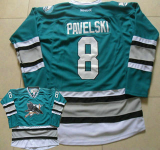 Men's San Jose Sharks #8 Joe Pavelski Teal Green 25th Anniversary Premier Jersey