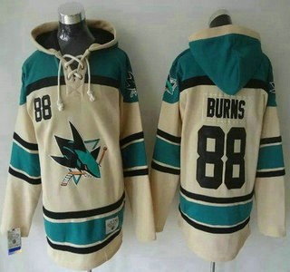 Men's San Jose Sharks #88 Brent Burns Old Time Hockey Cream Hoody