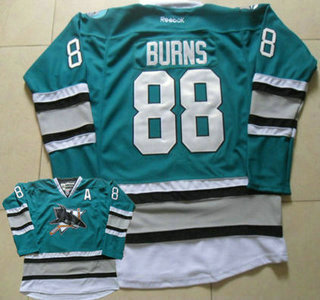 Men's San Jose Sharks #88 Brent Burns Teal Green 25th Anniversary Premier Jersey