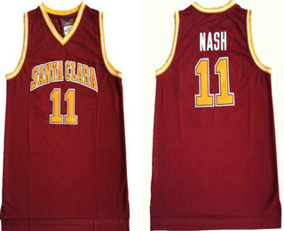 Men's Santa Clara University #11 Steve Nash Red College Basketball Swingman Jersey