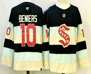 Men's Seattle Kraken #10 Matthew Beniers Navy 2024 Winter Classic Authentic Jersey