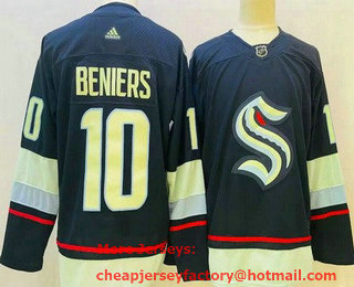 Men's Seattle Kraken #10 Matthew Beniers Navy Authentic Jersey